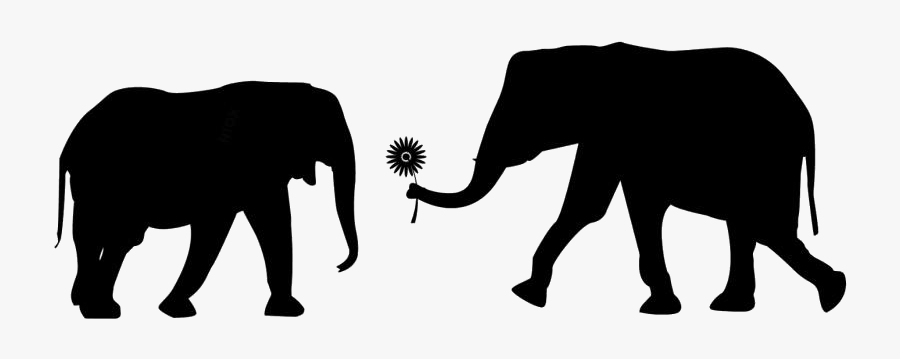 Elephant Love Clipart Png Black And White - Indian Elephant, Transparent Clipart