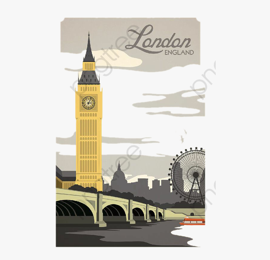 London Scenery - Vintage Travel Posters London, Transparent Clipart