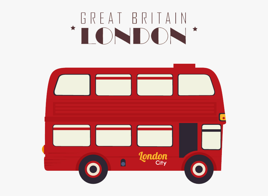 London Double Decker Bus Illustration - Cute London Bus Cartoon, Transparent Clipart