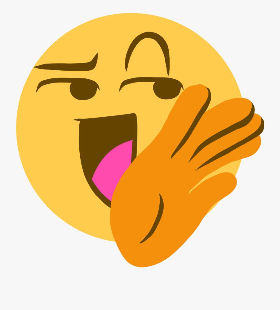An Emoji Of A Smug Laugh With One Hand Raised To The - Smug Laugh, Transparent Clipart