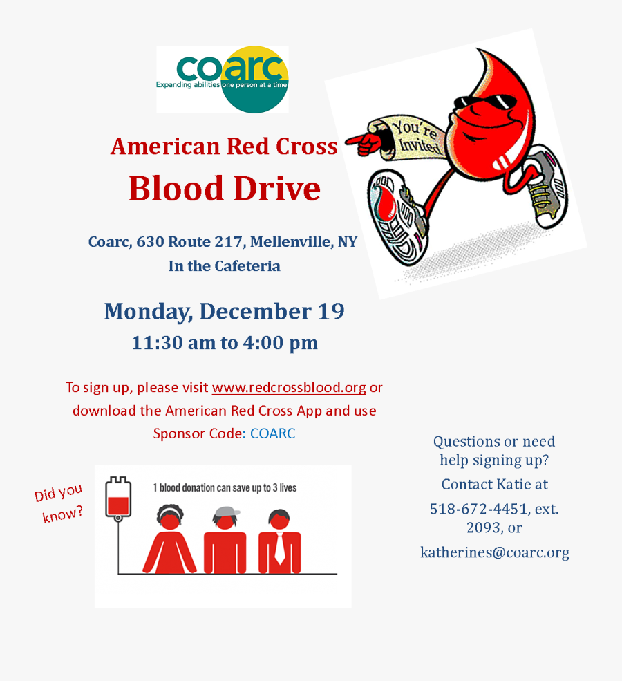 Mellenville Blood Drive At Coarc, Transparent Clipart