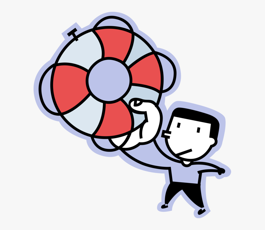 Vector Illustration Of Man Holds Life Ring Preserver, Transparent Clipart