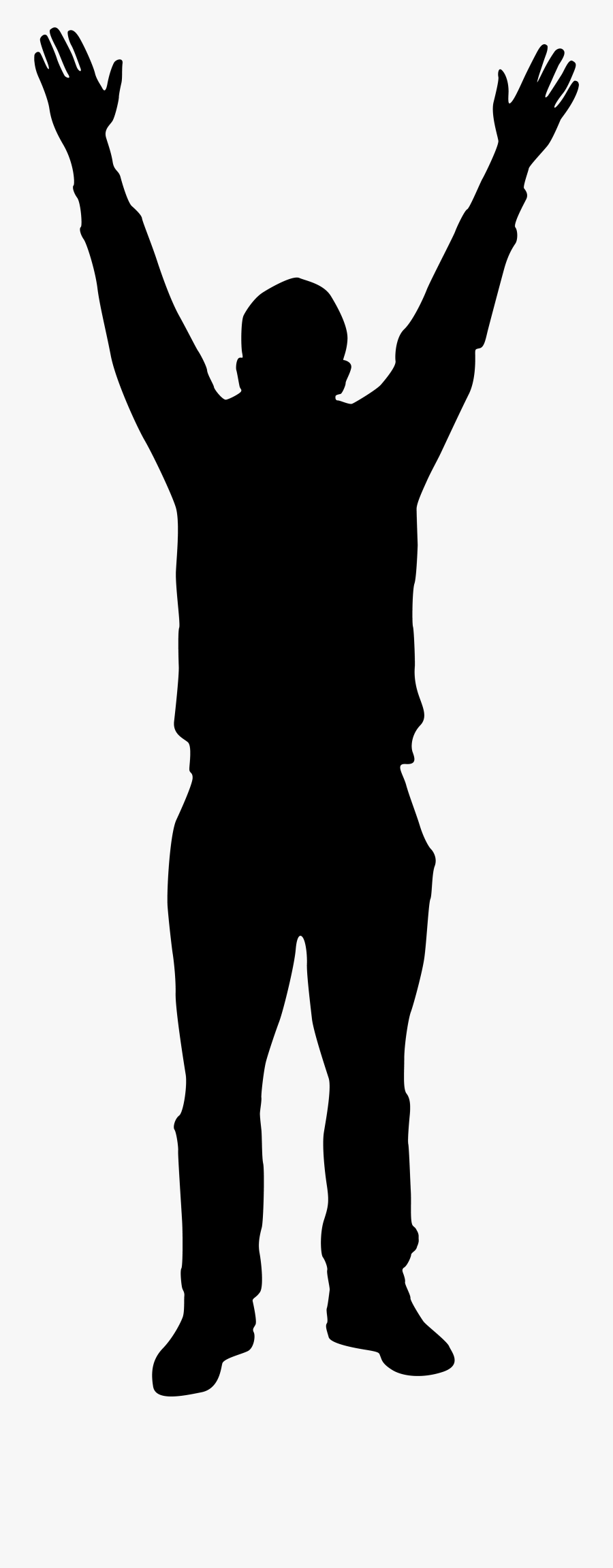 Man With Hands Up Silhouette Png Clip Art Image - Man With Hands Up Silhouette, Transparent Clipart