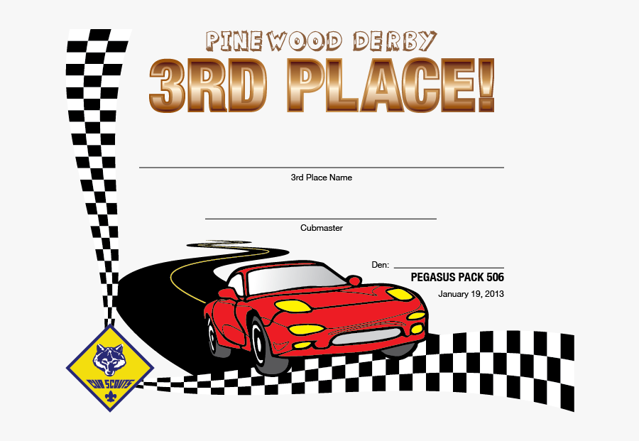 Pinewood Derby Award Certificate Template Just B Cause - Pinewood Derby Certificate 2nd Place, Transparent Clipart