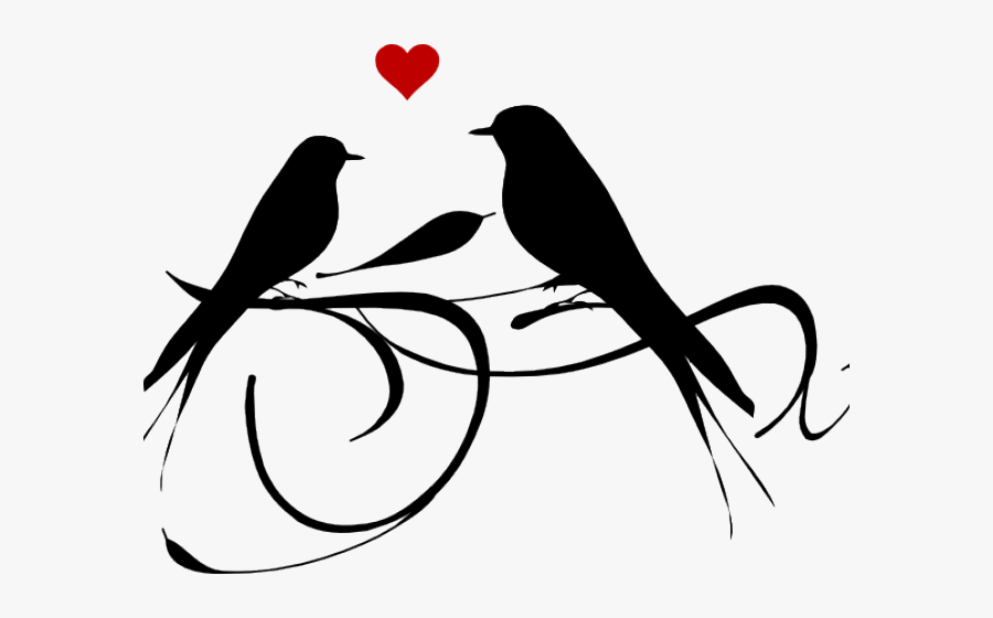 Love Birds Line Art, Transparent Clipart