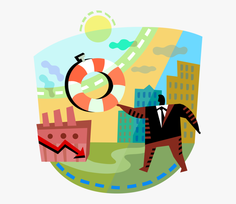 Vector Illustration Of Businessman Throws Life Ring, Transparent Clipart