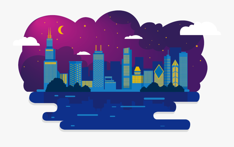 Skyline Clipart City India - Night City Illustration Png, Transparent Clipart