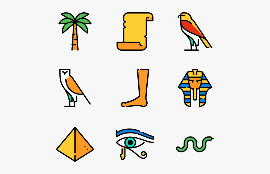 Linear Ancient Egypt Elements - Ancient Egypt Icons Png, Transparent Clipart