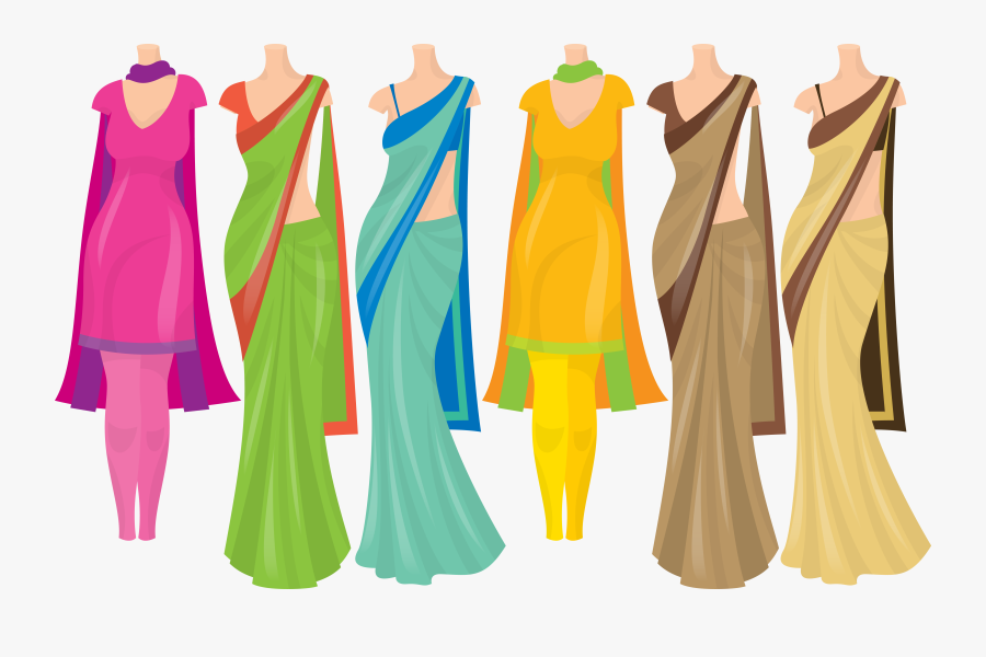 Dress Clothing In India Clip Art - Saree Vector Free Download, Transparent Clipart