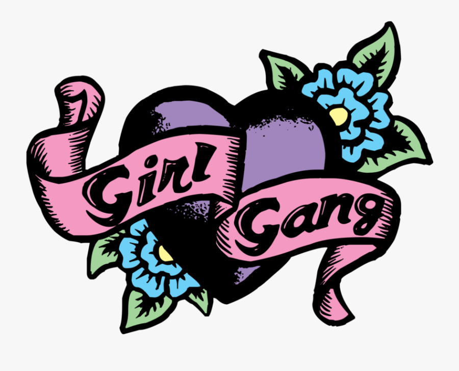 Girl Gang Special Edition Women"s T Shirt - Hearts With Scroll Tattoo, Transparent Clipart