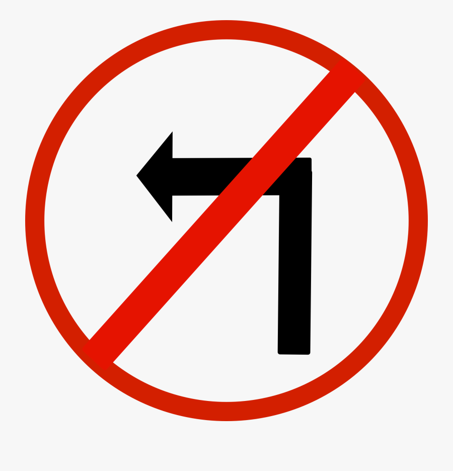 Left Turn Prohibited Sign, Transparent Clipart