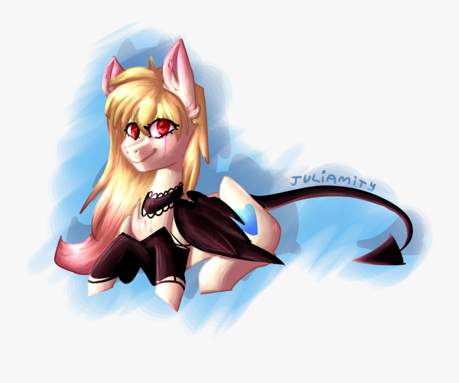 Juliamity, Bat Wings, Choker, Colored Pupils, Demon - Cartoon, Transparent Clipart