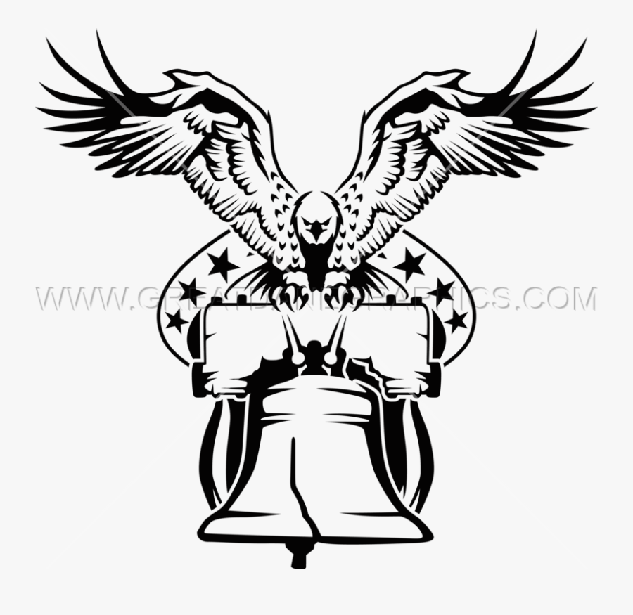 Liberty Bell Eagle Production Ready Artwork For T Shirt - Eagle On Liberty Bell, Transparent Clipart