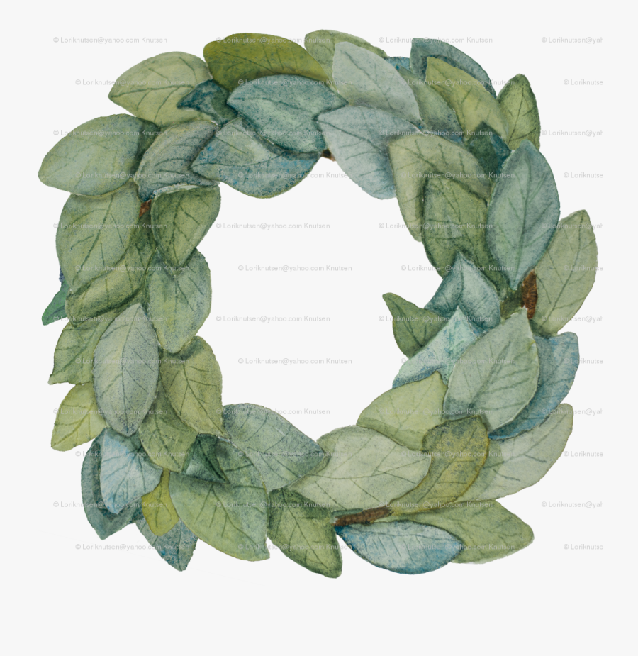 Watercolor Magnolia Wreath Png, Transparent Clipart