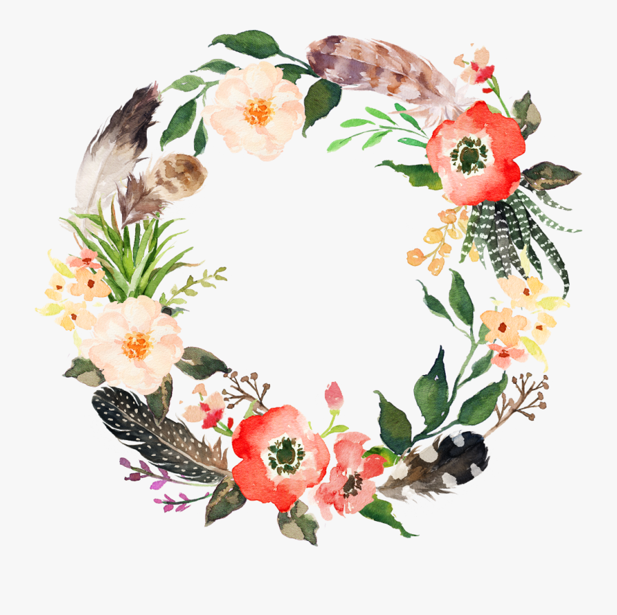 Clip Art Bohemian Backgrounds - Flower Wreath Watercolor Png, Transparent Clipart