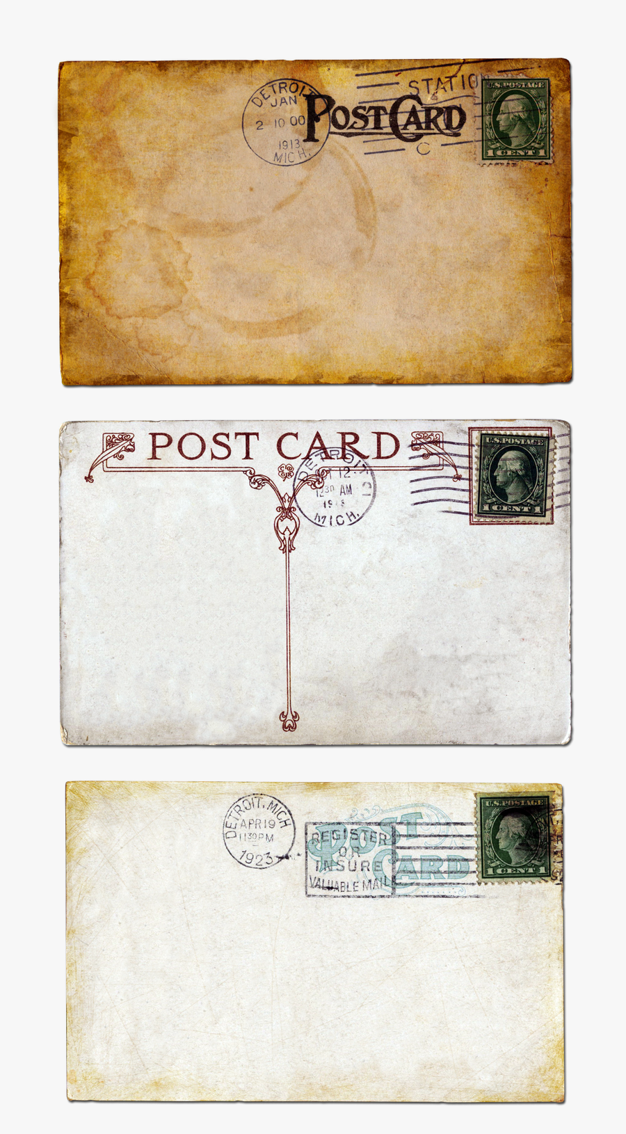 Vintage Postcard Printable, Transparent Clipart