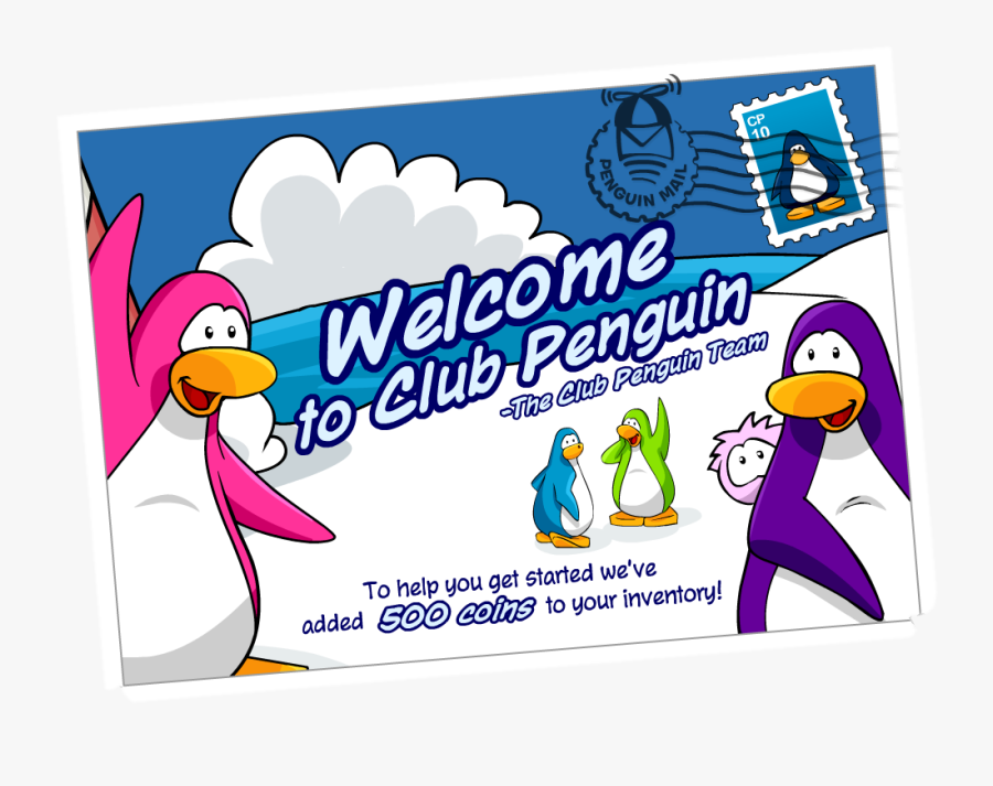 Image Welcome To Cp Postcard Png Club Penguin Wiki - Club Penguin 2006 Postcards, Transparent Clipart