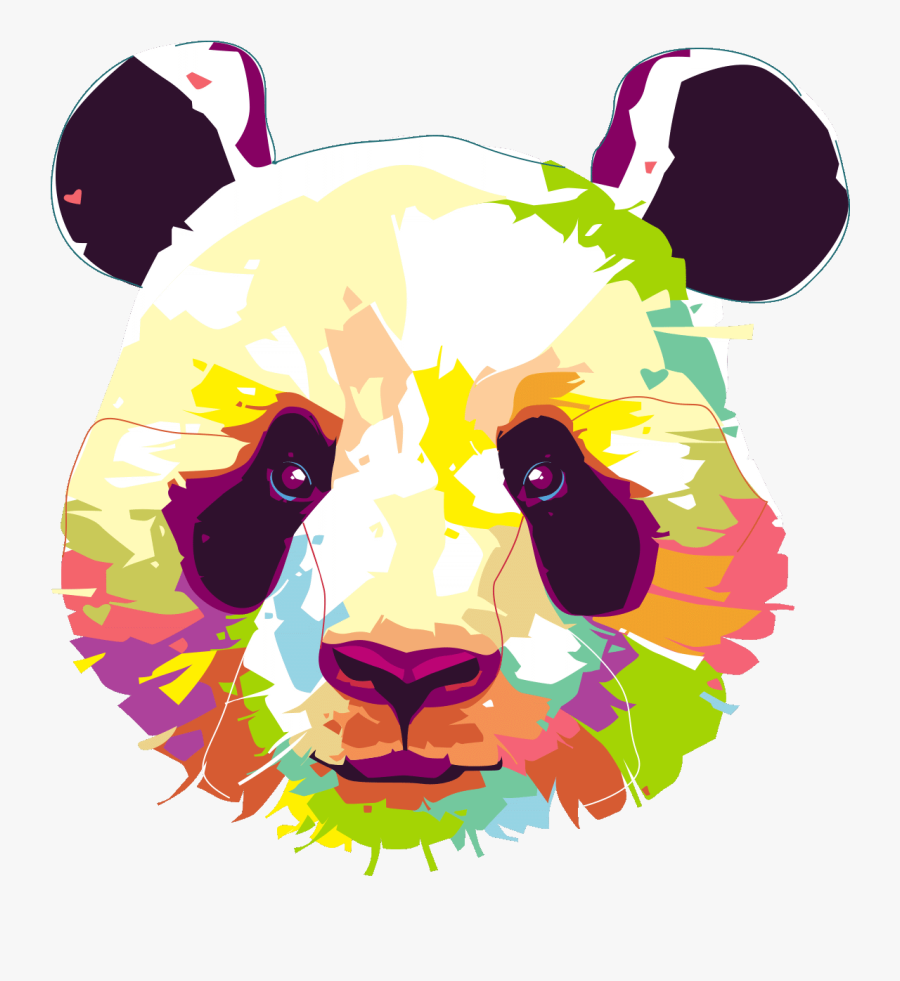 Sticker Pop Art Panda Ambiance Sticker Col Sand A011 - Colorful Panda, Transparent Clipart