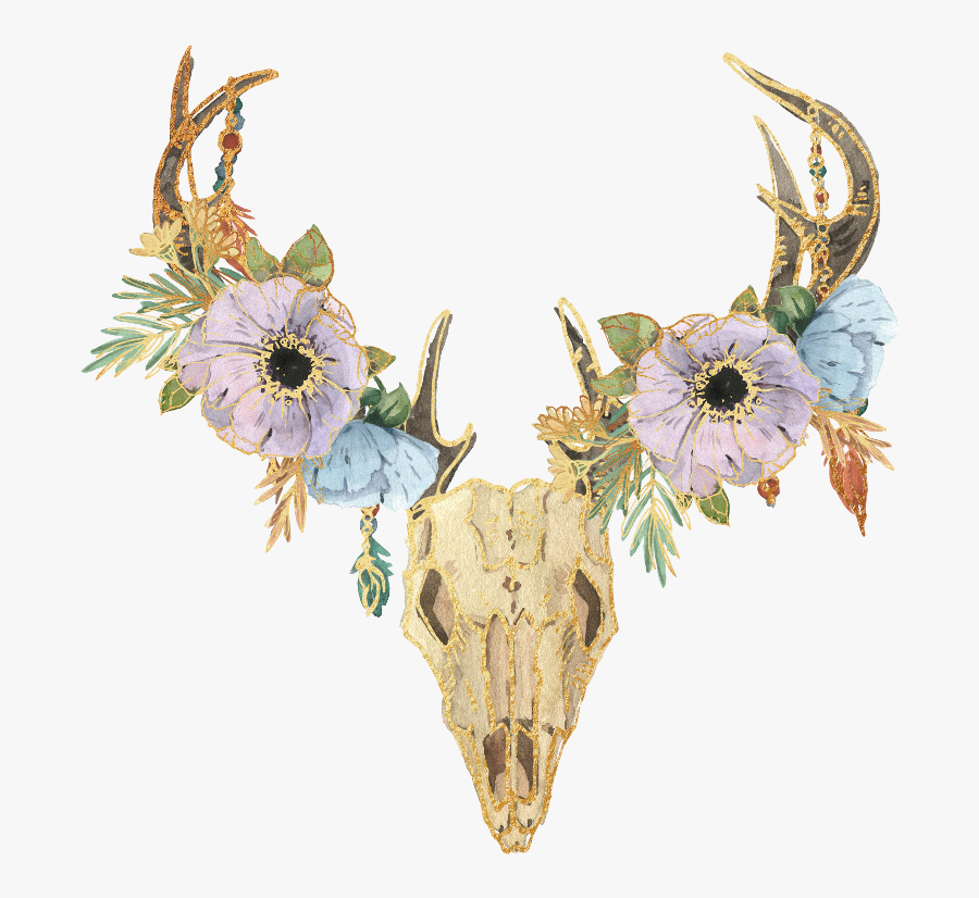Transparent Boho Clipart - Transparent Skulls And Flowers, Transparent Clipart