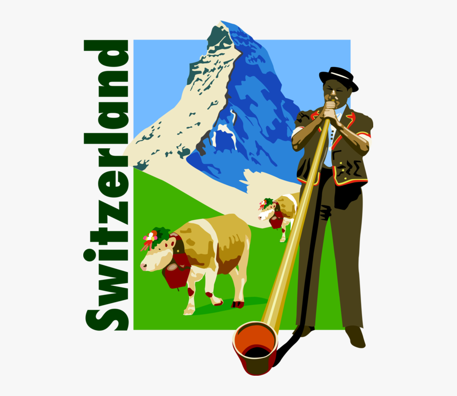 Vector Illustration Of Switzerland Postcard Design - Chad Official Languages French, Transparent Clipart