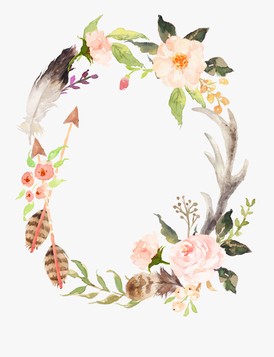 Watercolor Clipart Pastel Wedding - Free Flower Wreath Watercolor Png, Transparent Clipart