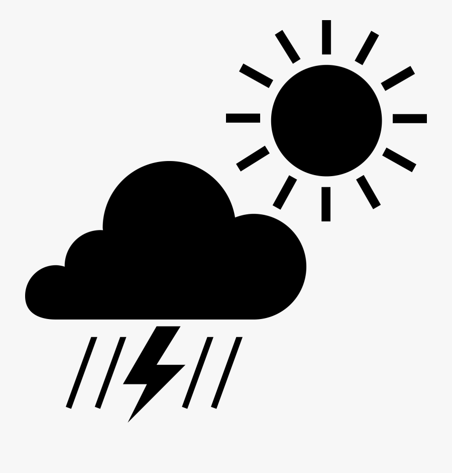 Thunderstorm Clipart Thunder Weather - Black Sun Icon Png, Transparent Clipart