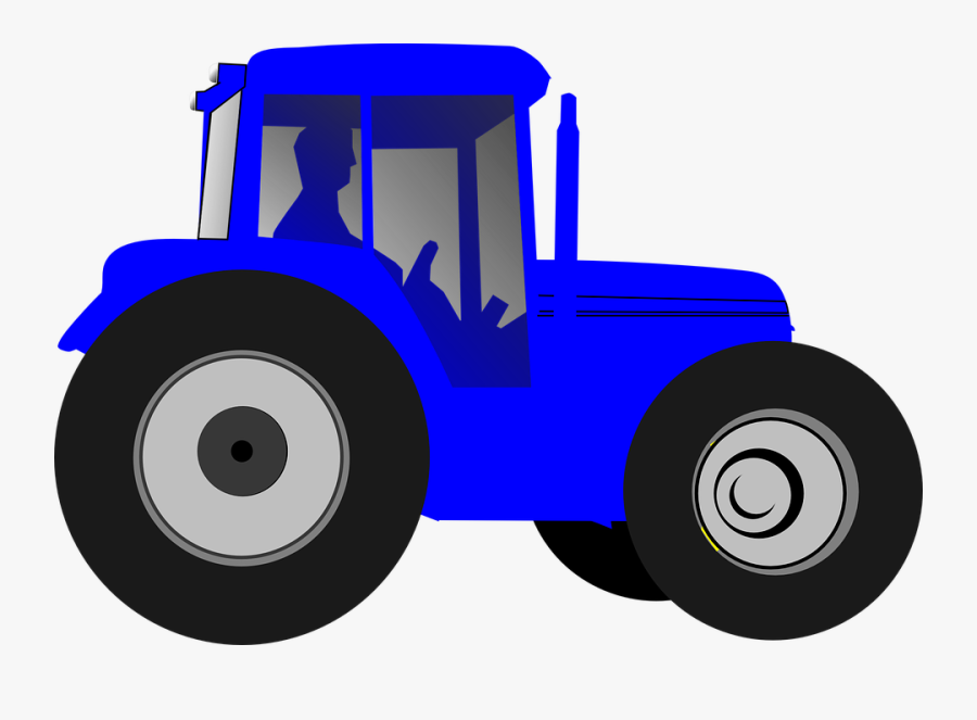 Tractor, Farmer, Drive, Blue, Silhouette, Big - Tractor Clip Art, Transparent Clipart