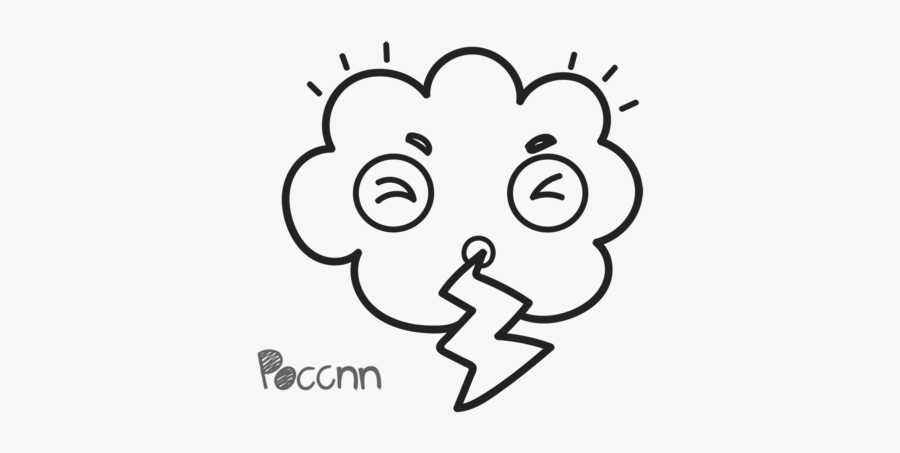 Clipart Stock Thunderstorm Drawing Cute - Line Art, Transparent Clipart