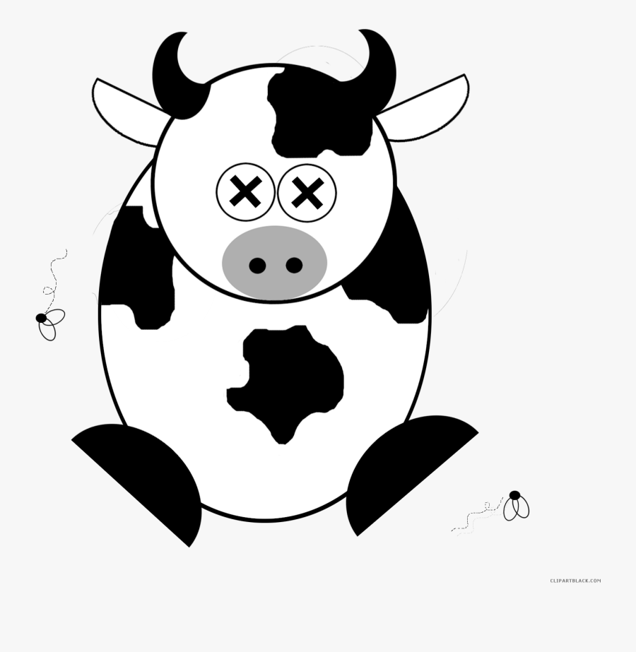 Cartoon Cow Animal Free Black White Clipart Images - Dead Cow Cartoon Png, Transparent Clipart