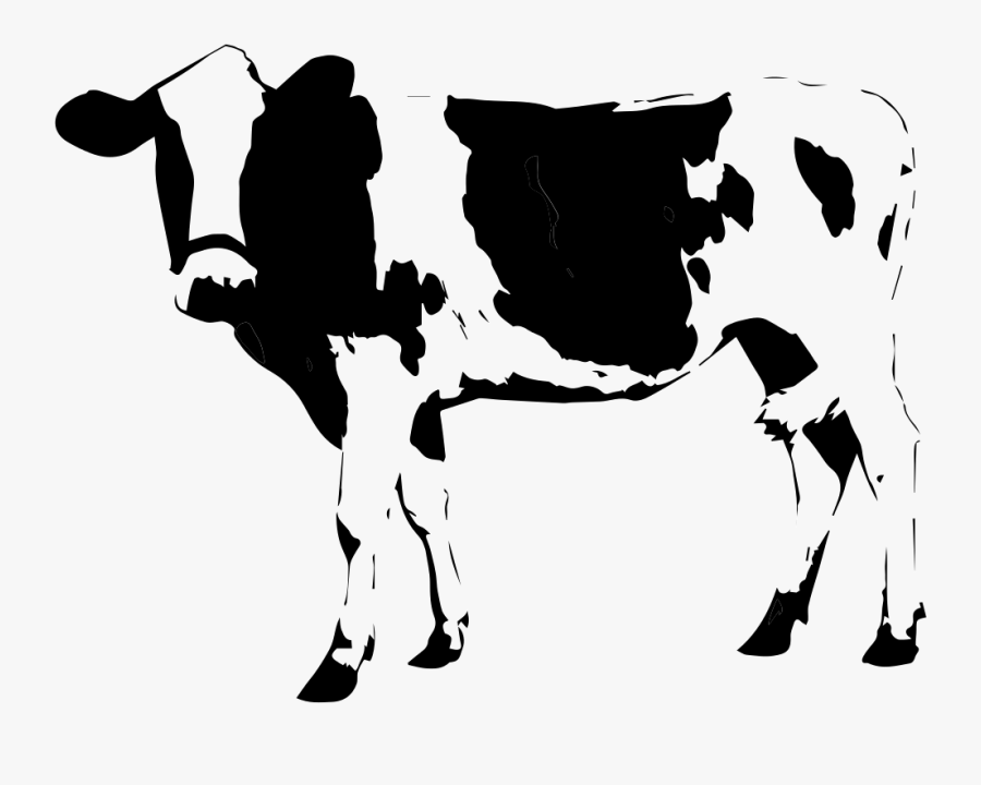 Transparent Cow Face Clipart Black And White - Cow On White Background, Transparent Clipart
