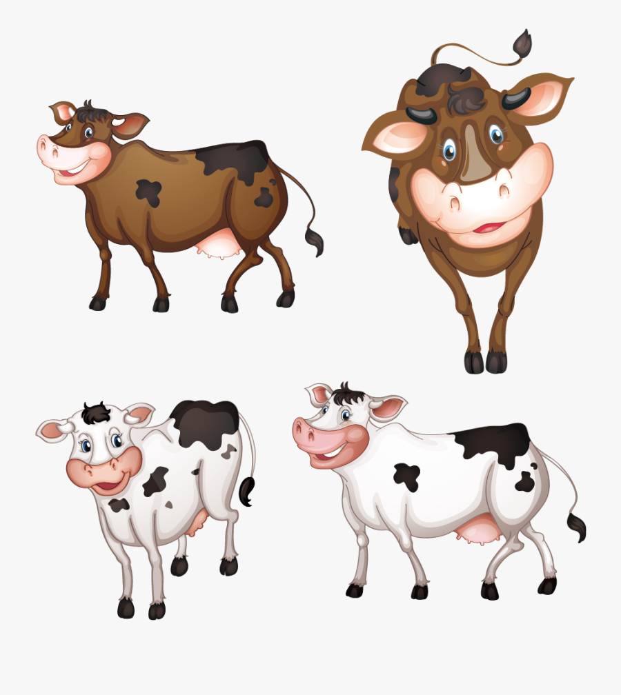 Clip Art Brown And White Cows - Cow Vector Free Download, Transparent Clipart