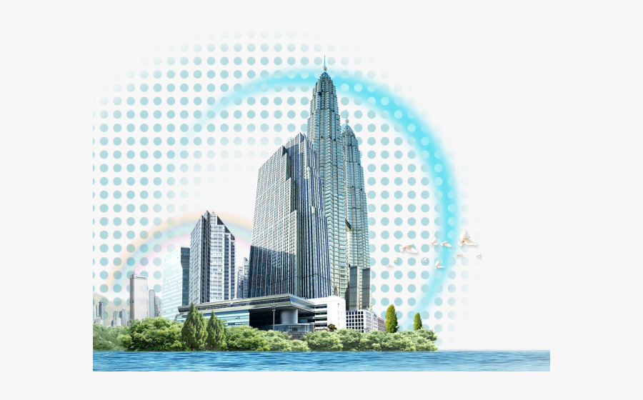 Transparent City Scape Clipart - Malaysia Twin Tower Png, Transparent Clipart