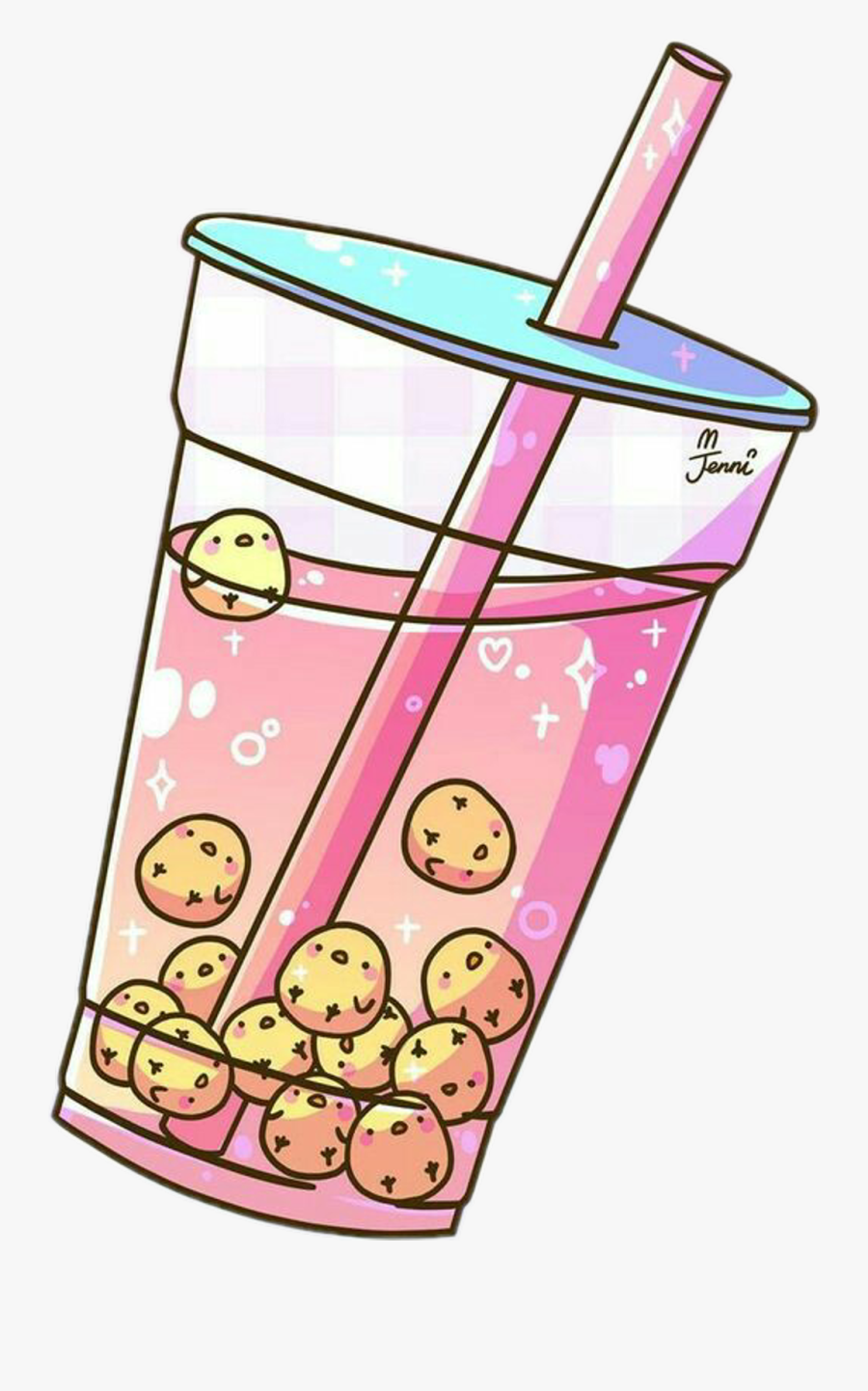 #foodie #bubbletea #tea #pastelcolors #girly #drinkstickers - Aesthetic Bubble Tea Art, Transparent Clipart