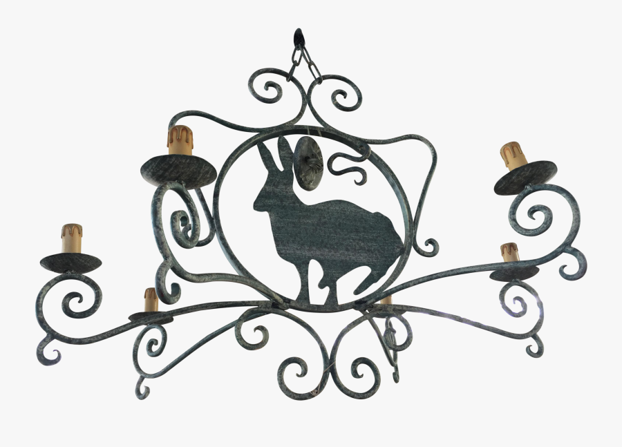 French Green Wrought Iron - Chandelier, Transparent Clipart