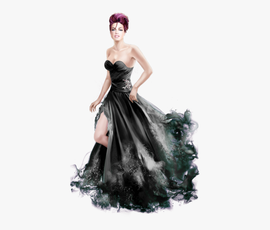 Woman In Pink Dress Drawing, Transparent Clipart