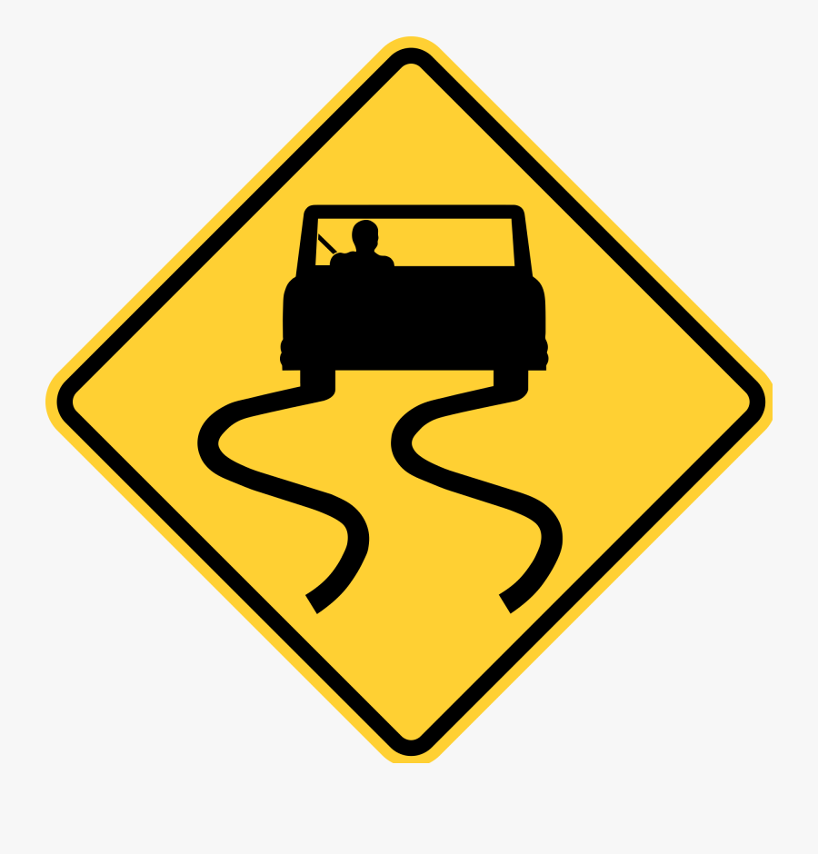 Slippery When Wet Street Sign - Slippery When Wet Road, Transparent Clipart