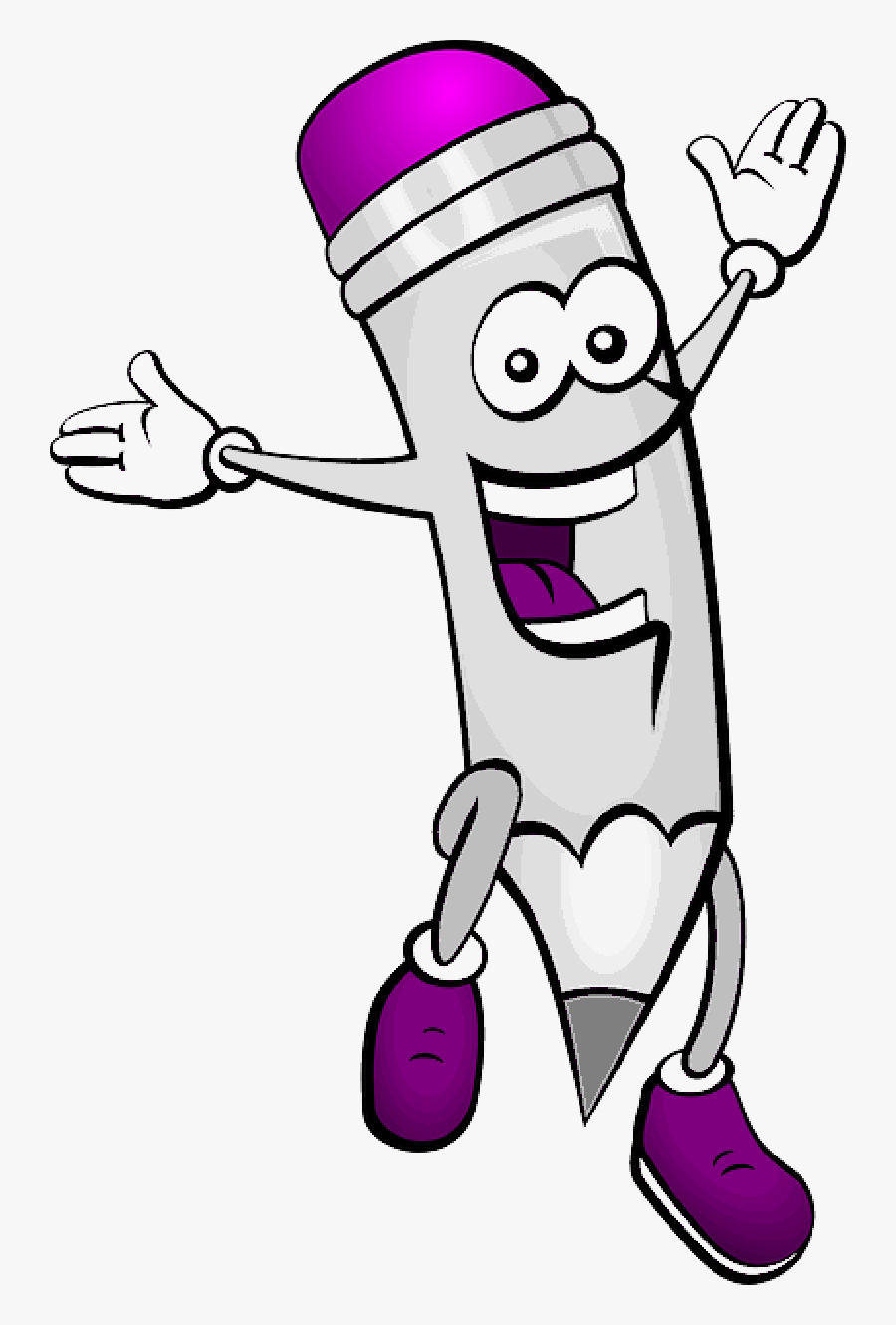Pencil, Happy, Jumping, School, Writing, Author, Learn - Pencil With Face Clipart, Transparent Clipart