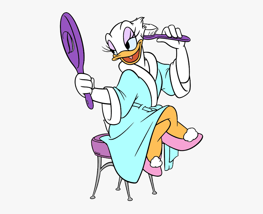 Daisy Duck Combing Hair, Transparent Clipart