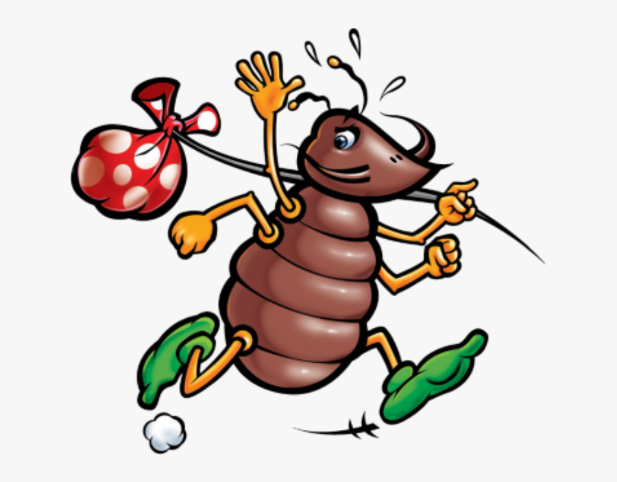 Cartoon Image Of Running Louse With Bindle Bundle On - Head Lice Clipart, Transparent Clipart