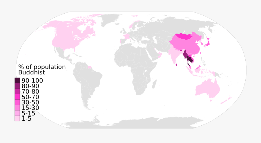 Map Of World Religion Buddhism, Transparent Clipart