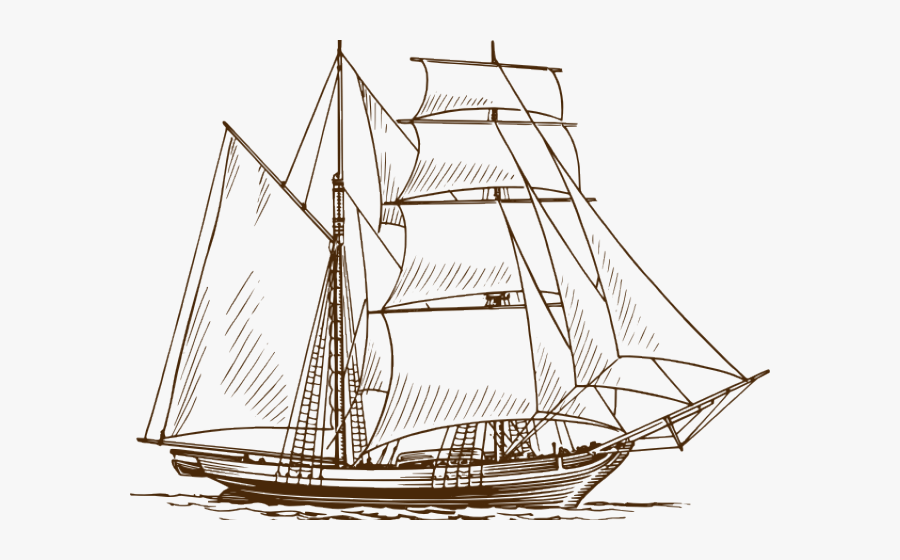 Easy Ship Free On - Sailing Boat Pencil Drawing, Transparent Clipart