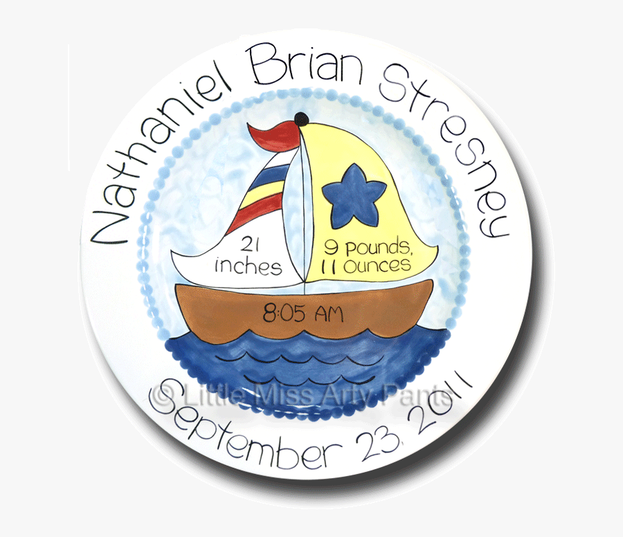 Birth Announcement Plates & Baptism Plates - Sail, Transparent Clipart