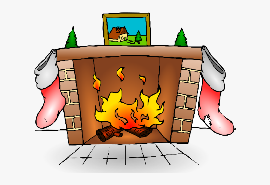 Fireplace With Stockings Png - Fire Place Clip Art, Transparent Clipart