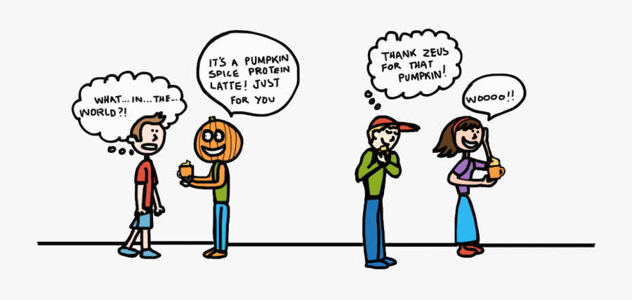 Pumpkin Spice Protein Latte - Men Drinking Pumpkin Spice Latte, Transparent Clipart