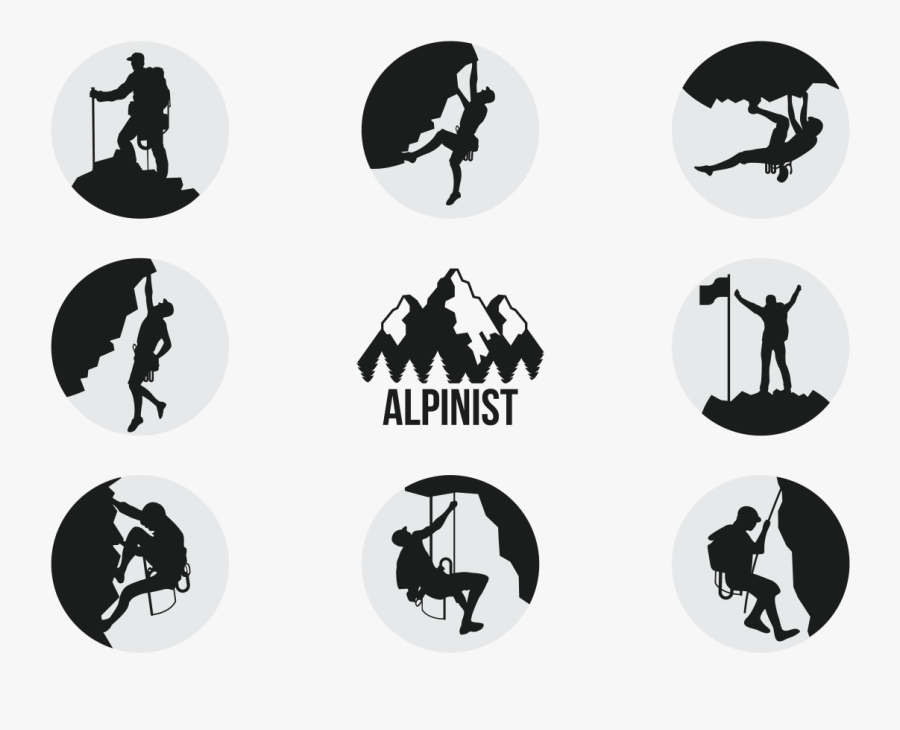 Alpinists Climbers Silhouettes Vector - Vector Climb, Transparent Clipart
