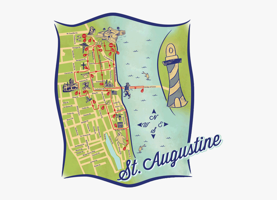 St Augustine Map Graphic - Old Maps Of St Augustine, Transparent Clipart