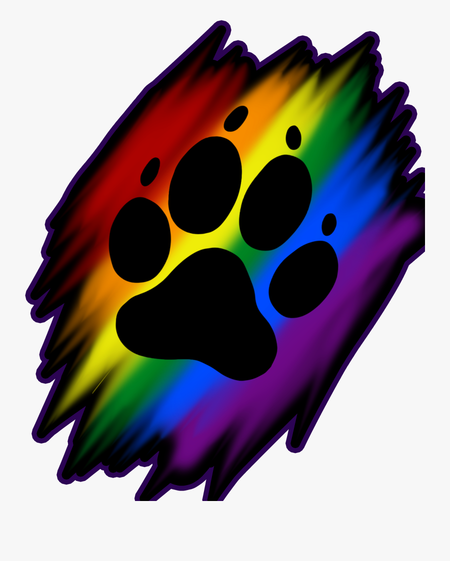 Rainbow Furry Paw Print, Transparent Clipart