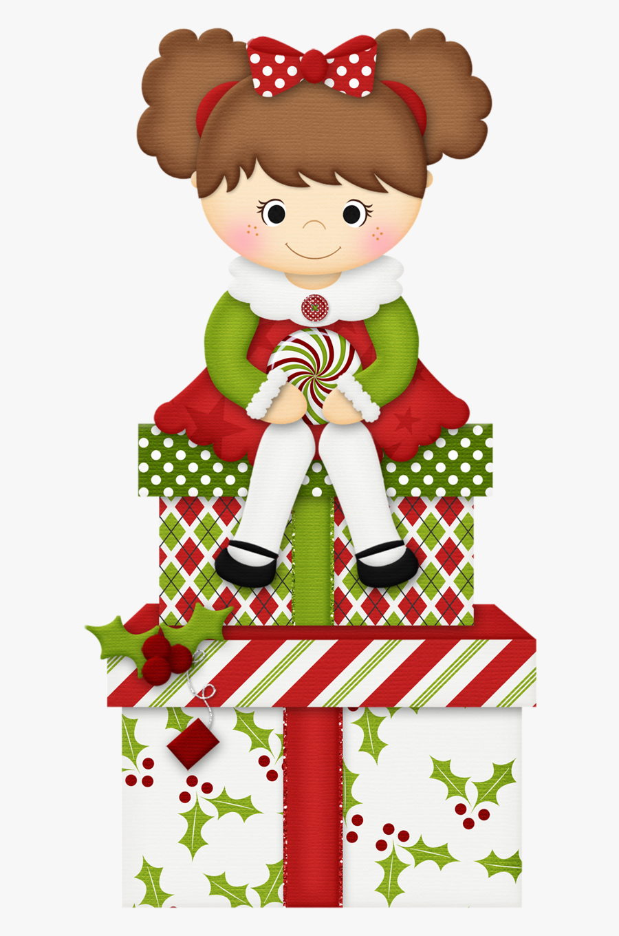Christmas Little Girl Clipart, Transparent Clipart