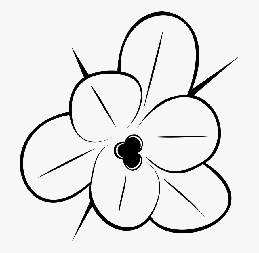 Flower Outline Drawing Rubber Stamp Flower Amp Leaf - Flower Outline Drawing, Transparent Clipart