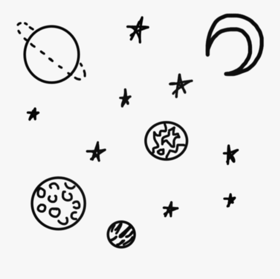 Space Clipart Doodle Drawing Moon And Stars Free Transparent